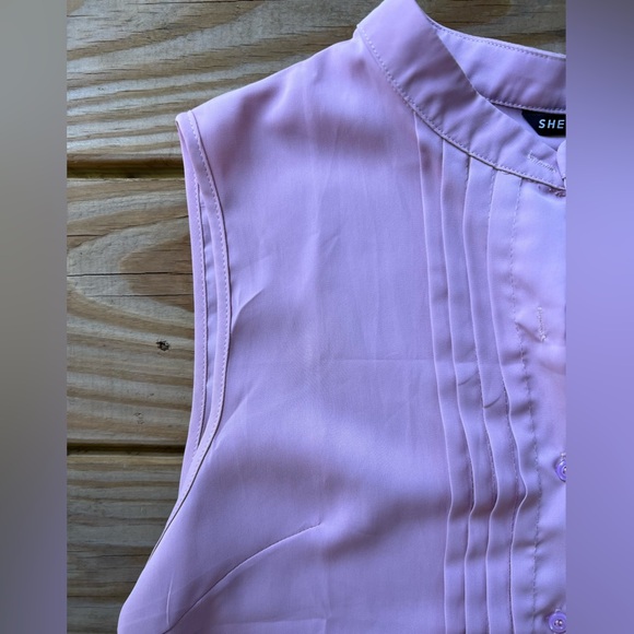 SHEIN mock neck button front sleeveless pink large blouse - Picture 4 of 16